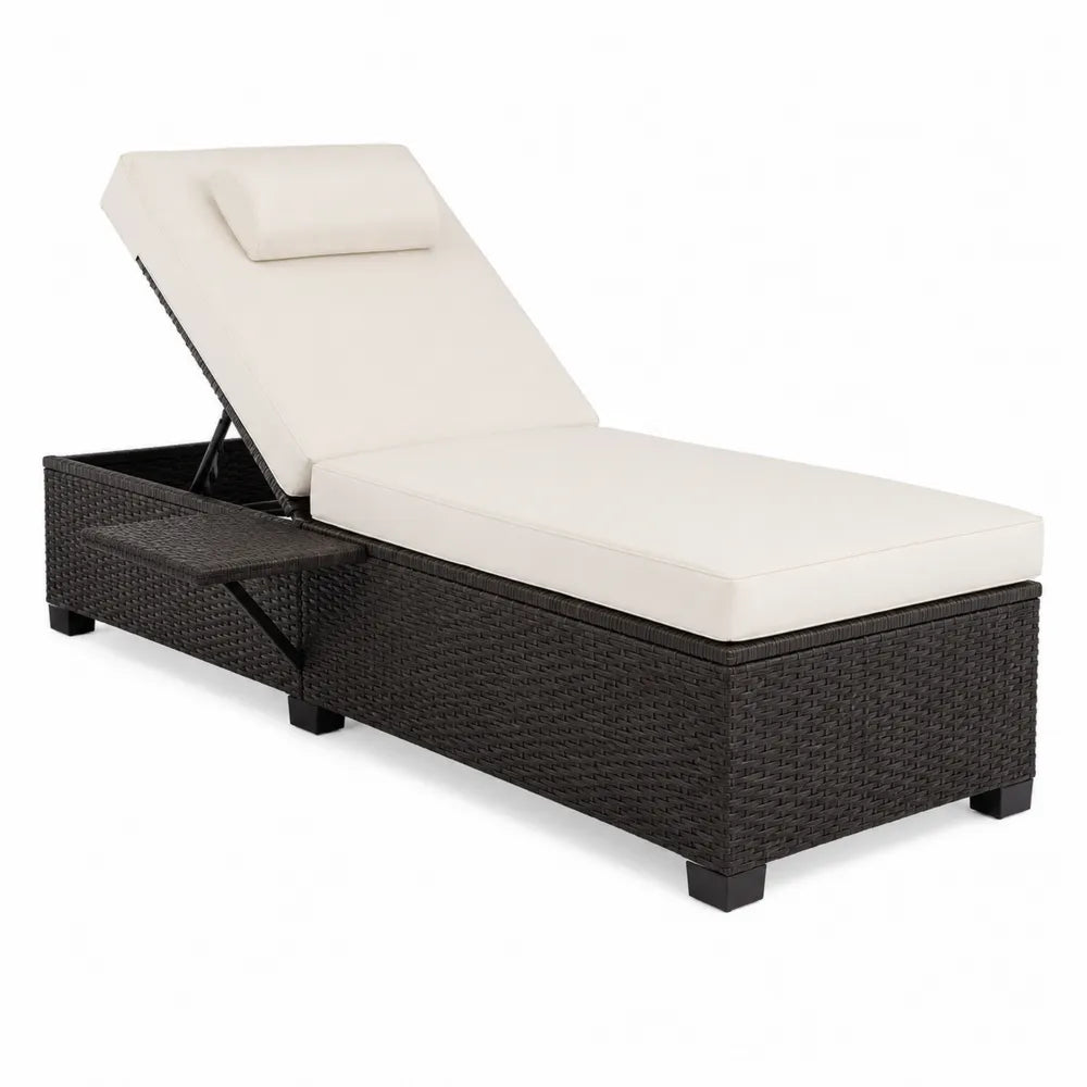 Lettino Prendisole in Rattan Sintetico con Cuscino Regolabile