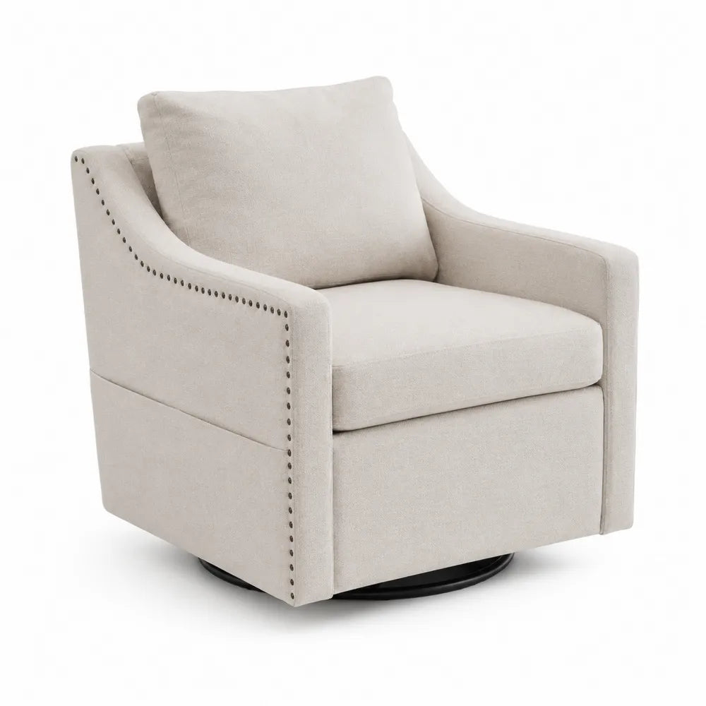 Poltrona girevole in tessuto poliestere Beige