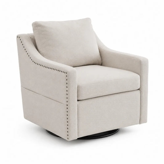 Poltrona girevole in tessuto poliestere Beige