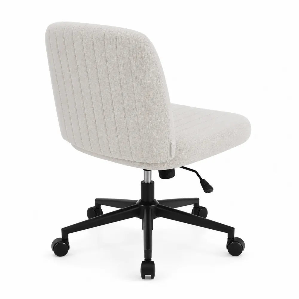 Sedia da ufficio in tessuto beige con base girevole in metallo