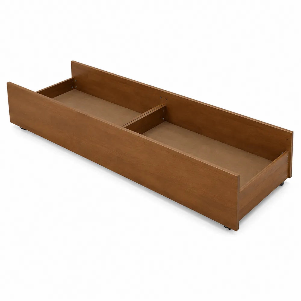 Cassetto estraibile per letto in legno MDF marrone con ruote 190x60x20 cm