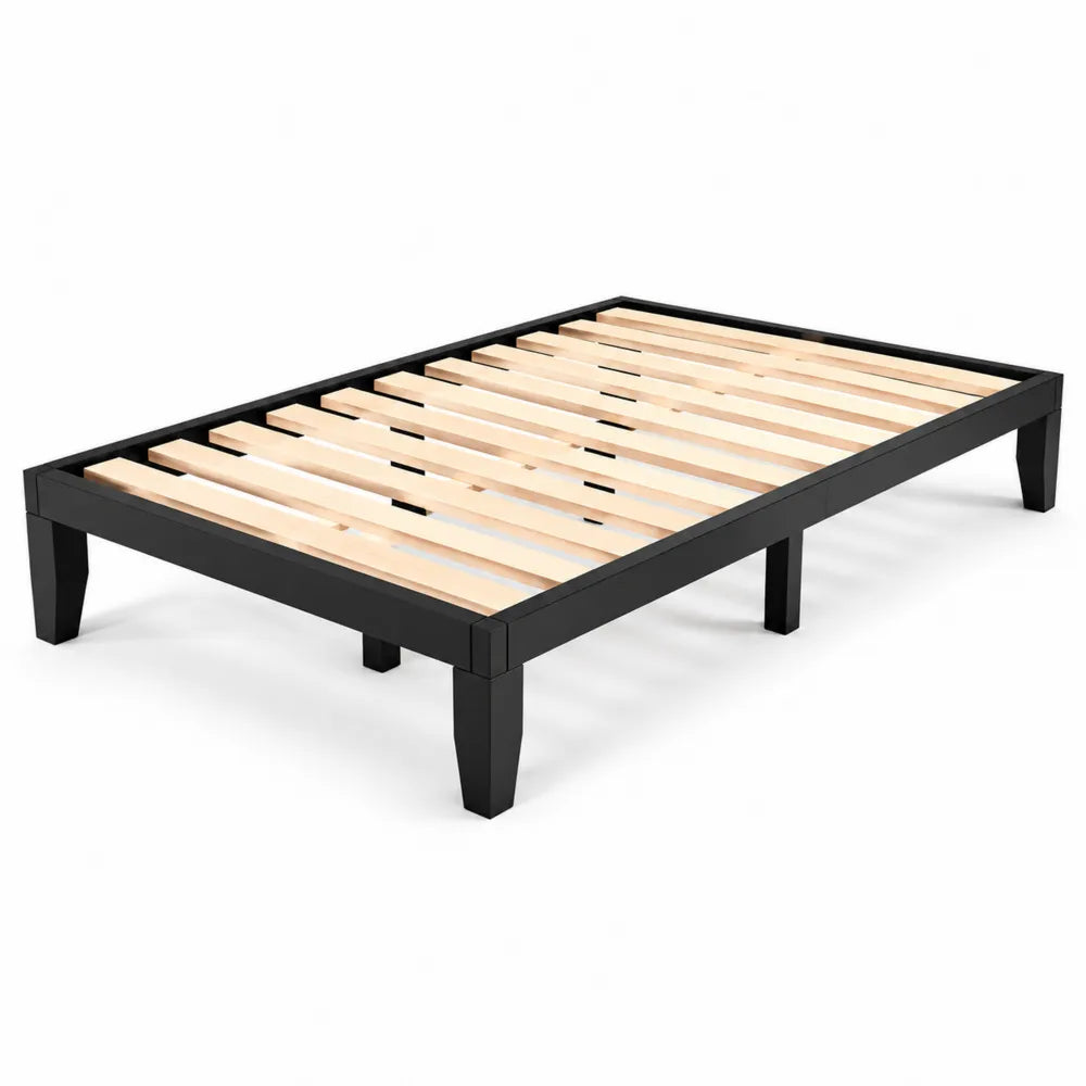 Struttura letto in metallo nero con doghe in legno di betulla 200x160 cm